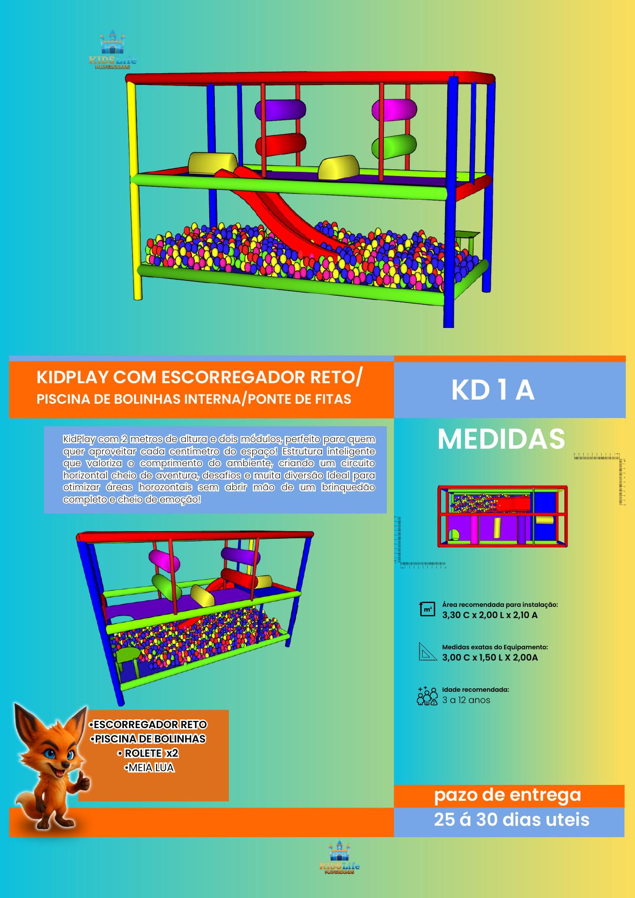 KD 1 A - KidPlay com Escorregador Reto