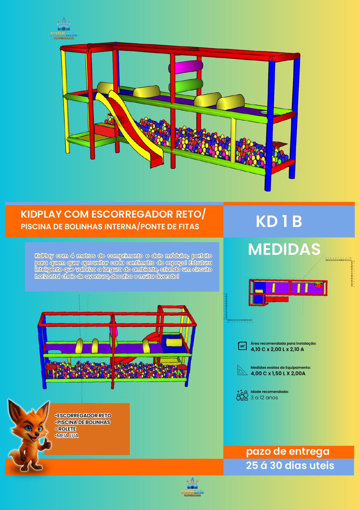 KD 1 B - KidPlay com Escorregador Reto