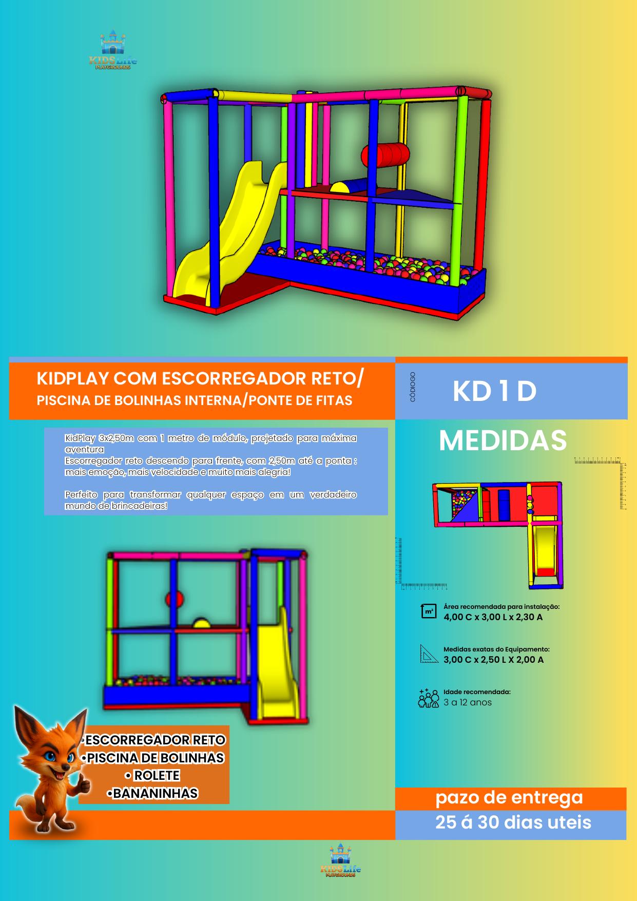 KD 1 E - KidPlay com Escorregador Reto