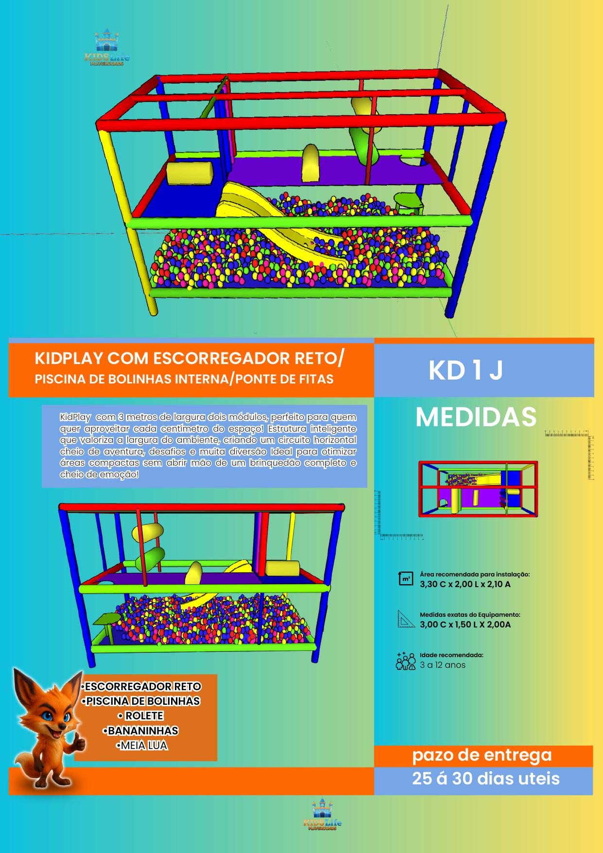 KD 1 K - KidPlay com Escorregador Tubular